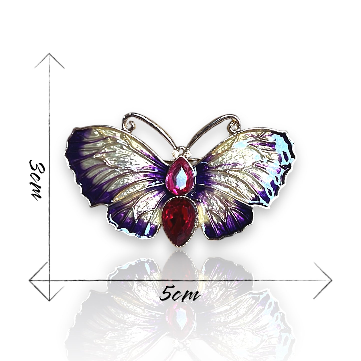 Broche papillon or et violet