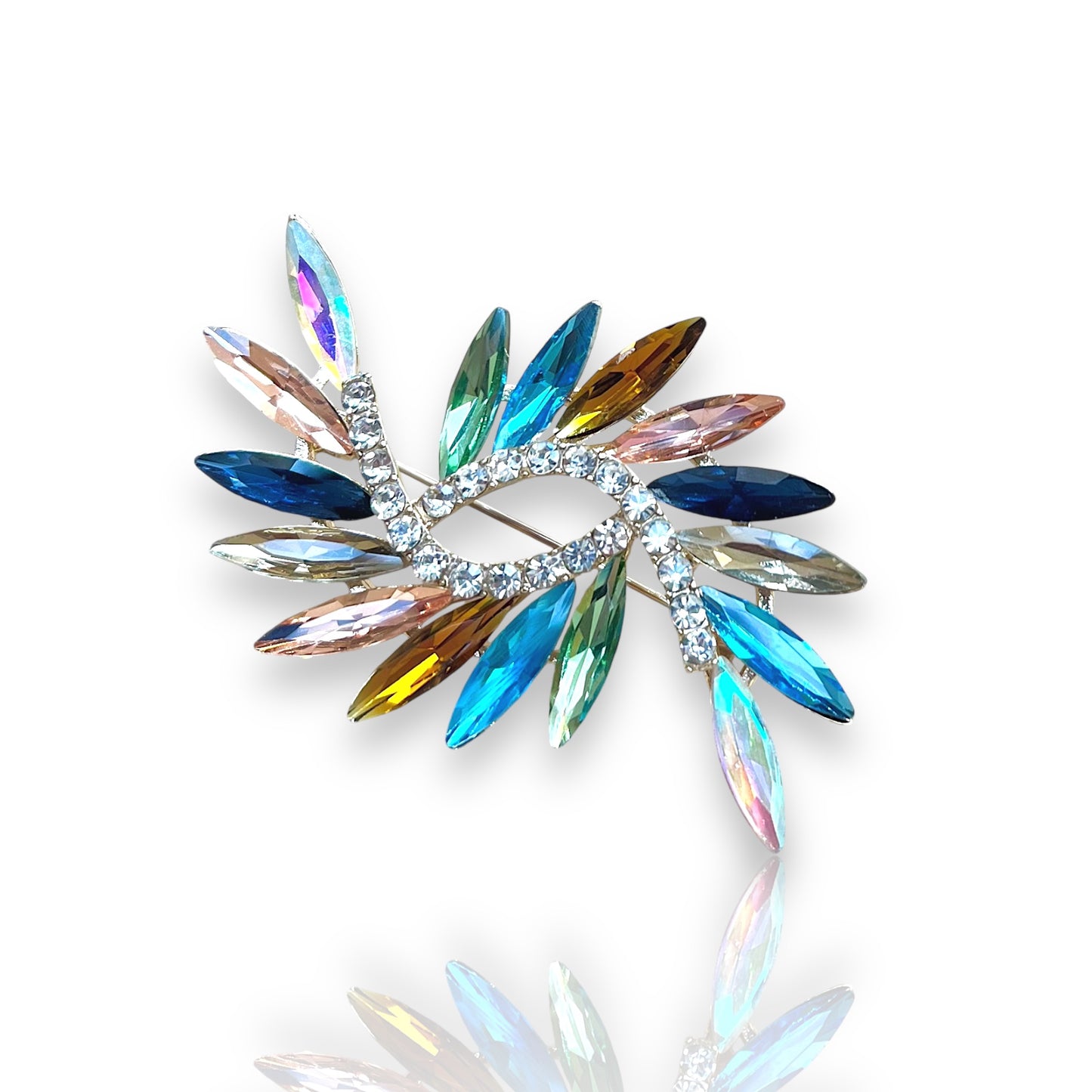 Broche à strass multicolores